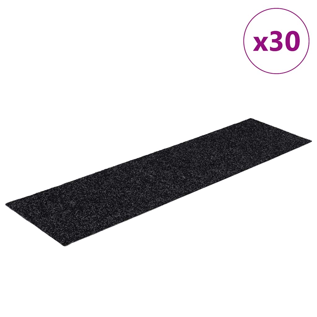 Stair Mats Self-adhesive 30 pcs 76x20 cm Black Rectangular