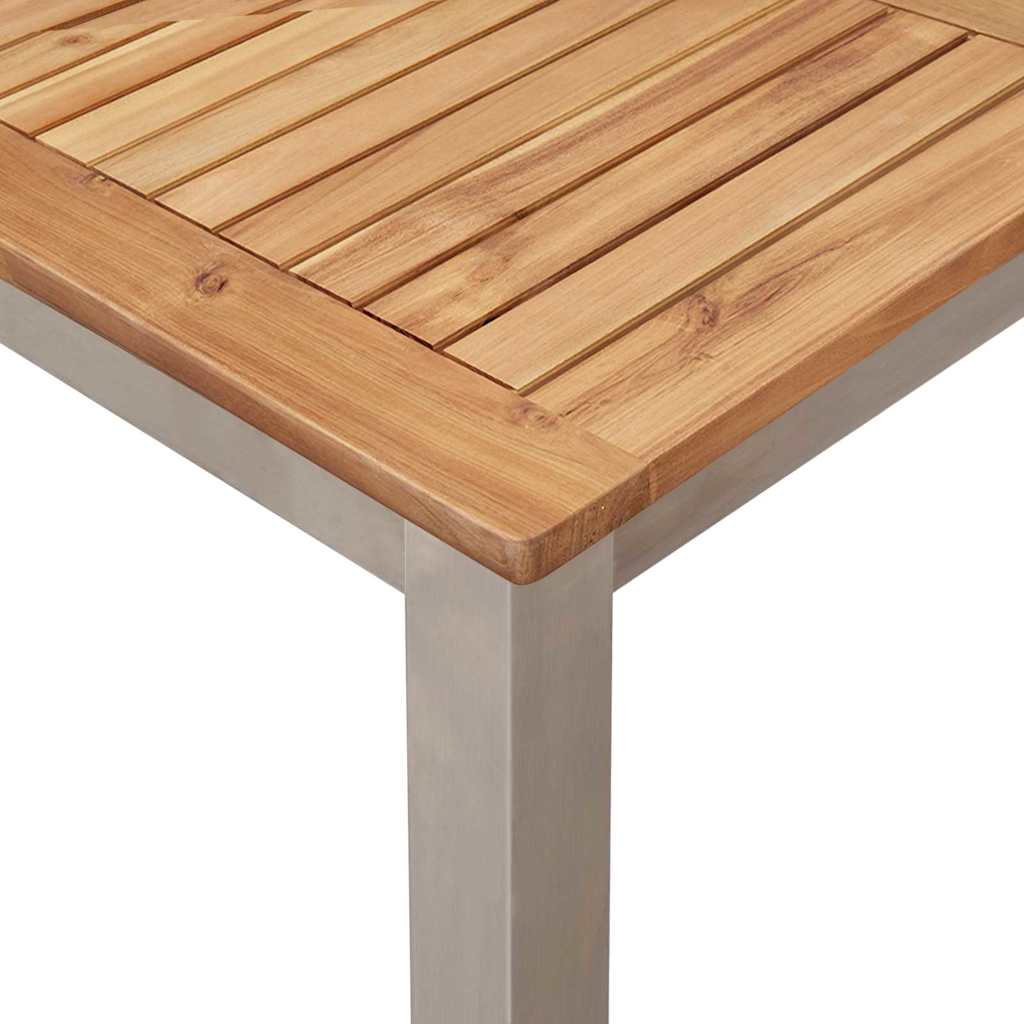 Garden Dining Set 5 pcs Solid Acacia Wood and Stainless Steel