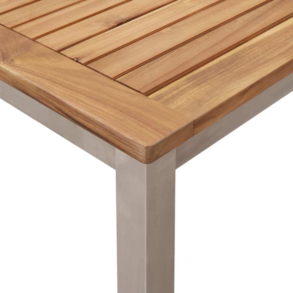 Garden Dining Set 7 pcs Solid Teak Wood and Stainless Steel