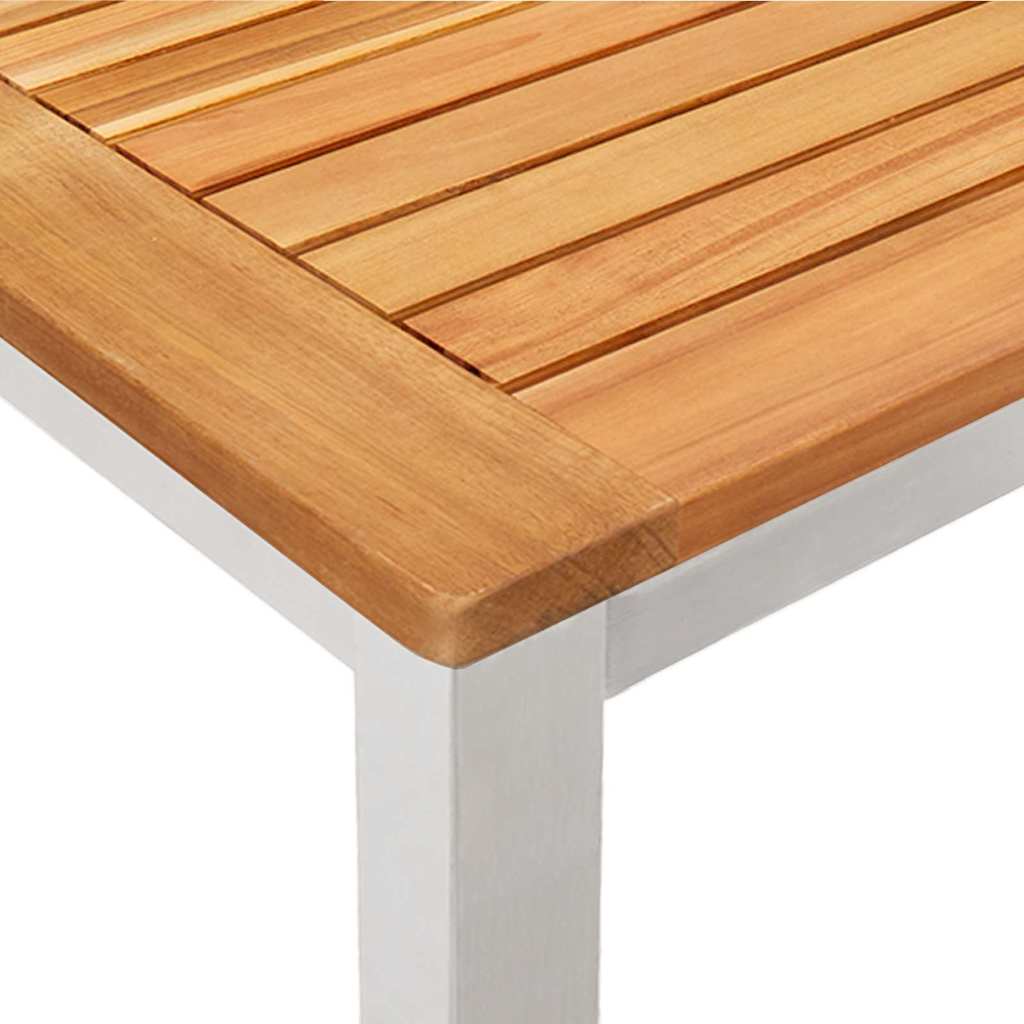 Garden Dining Set 7 pcs Solid Acacia Wood and Stainless Steel