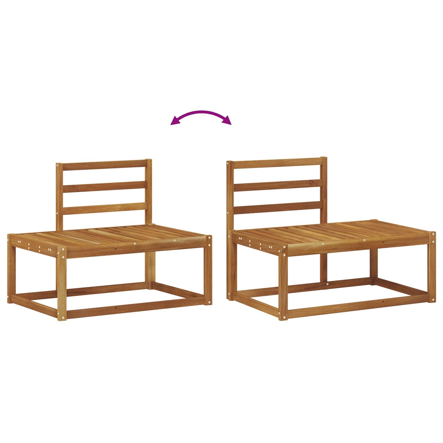 Outdoor Sofa Set 2 pcs Natural Solid Acacia Wood