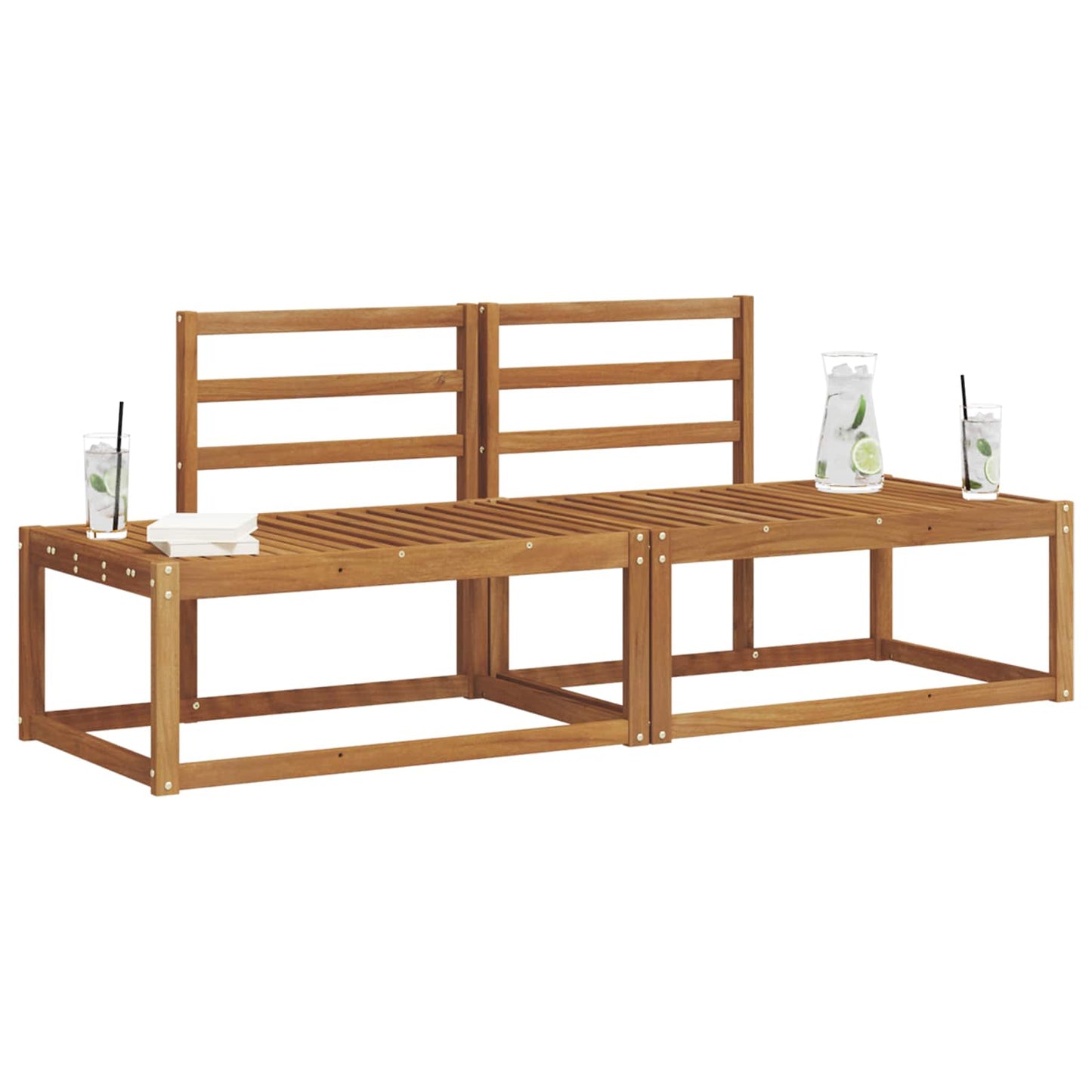 Outdoor Sofa Set 2 pcs Natural Solid Acacia Wood