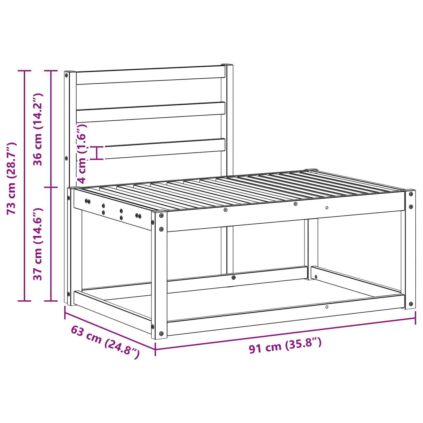 Outdoor Sofa Set 2 pcs Natural Solid Acacia Wood