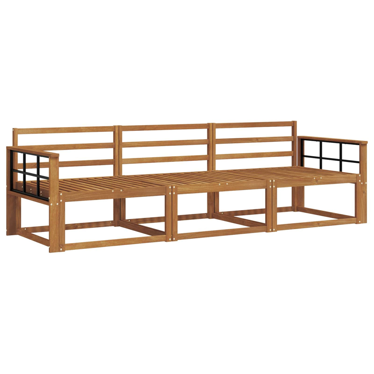 Outdoor Sofa Set 3 pcs 3-Seaters Natural Solid Acacia Wood