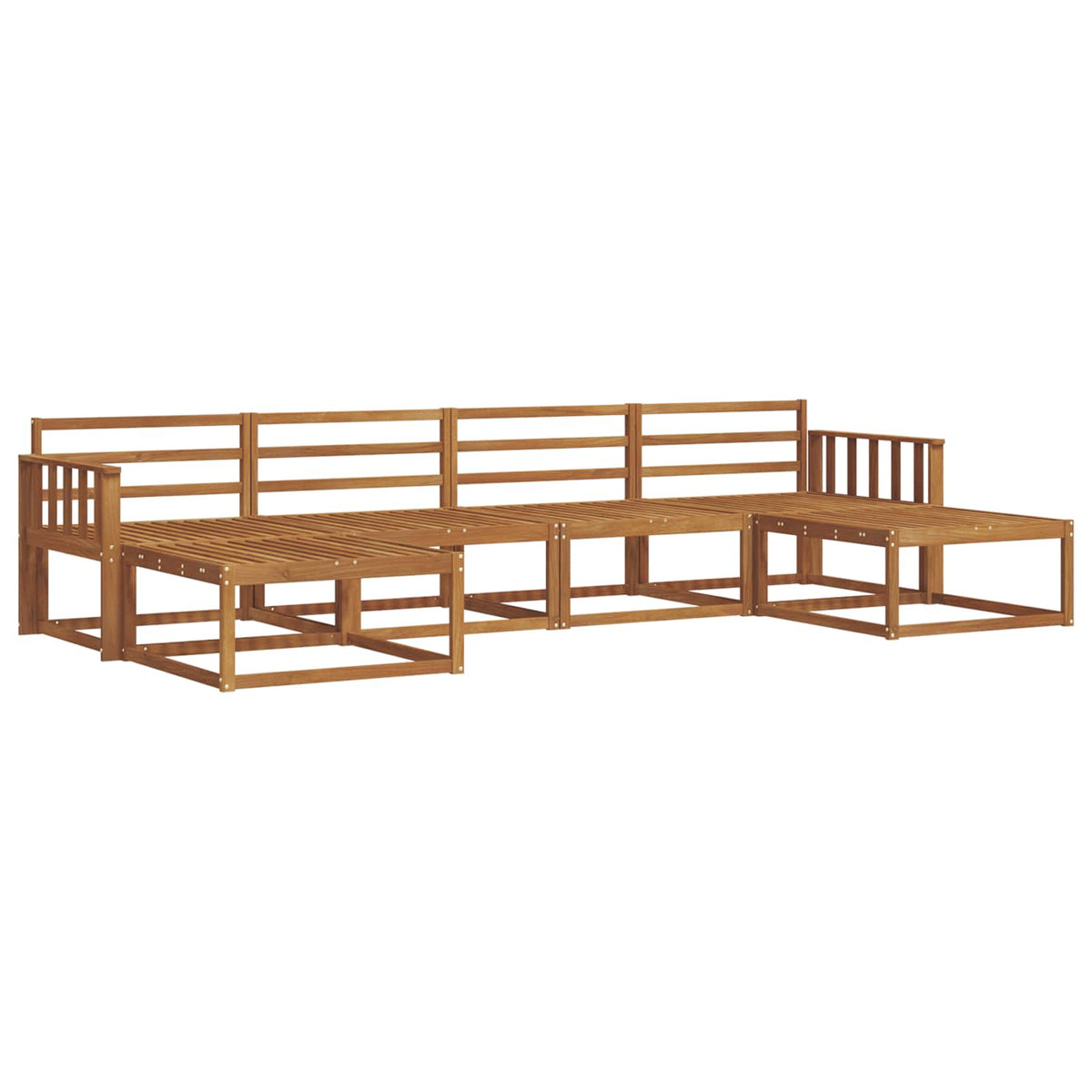 Outdoor Sofa Set 6 pcs 6-Seaters Natural Solid Acacia Wood