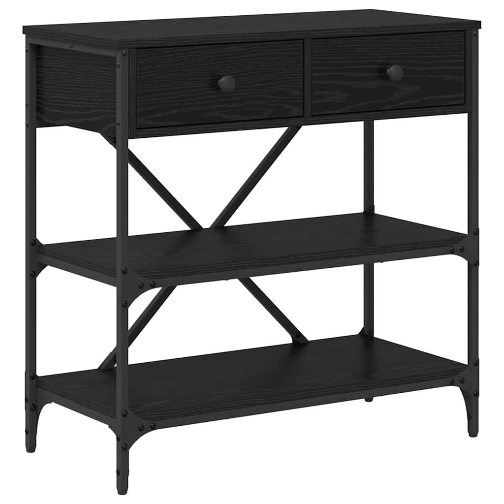 Console Table with Drawer Black Oak 75 x 34.5 x 75 cm Wood
