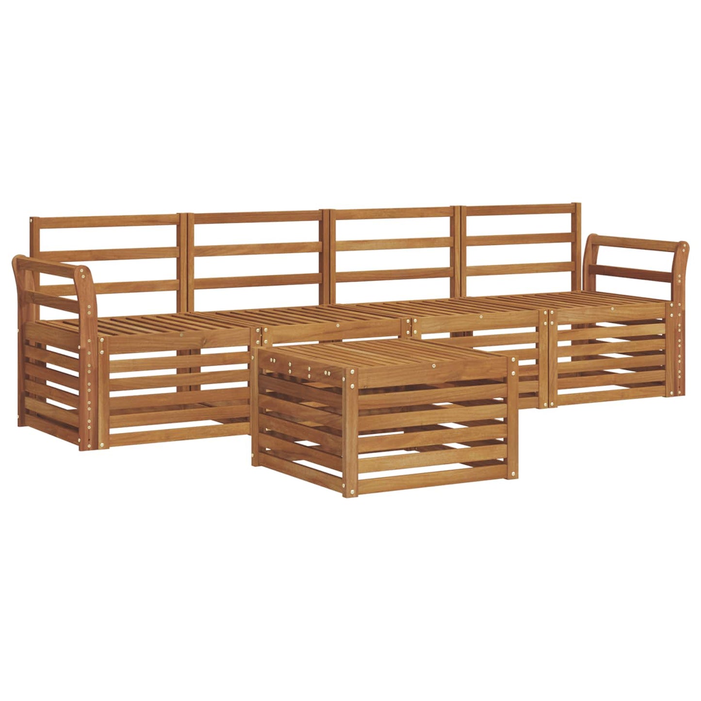 Outdoor Sofa Set 5 pcs Natural Solid Acacia Wood