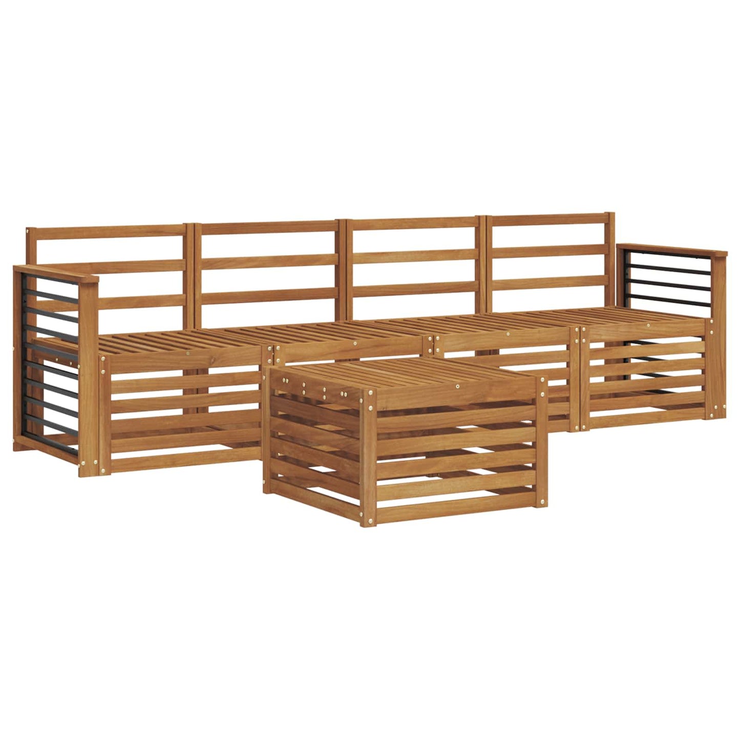 Outdoor Sofa Set 5 pcs Natural Solid Acacia Wood