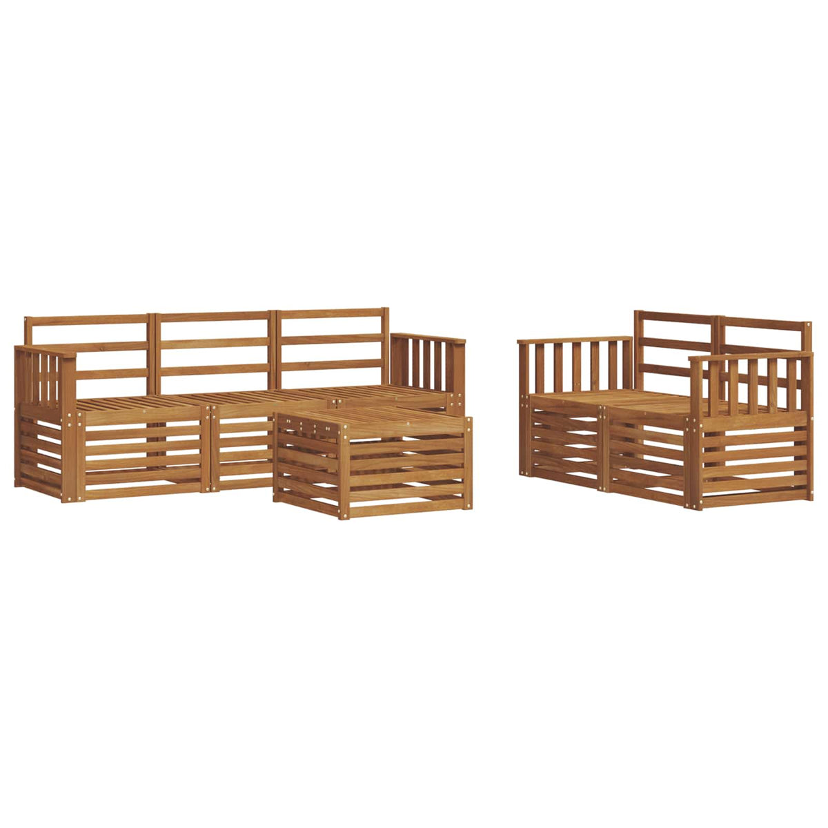 Outdoor Sofa Set 6 pcs 5-Seaters Natural Solid Acacia Wood
