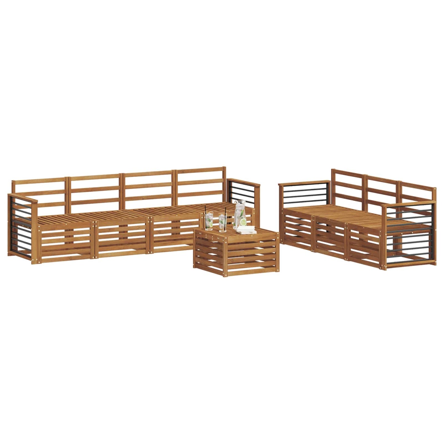 Sofa Sets 8 pcs Natural Solid Acacia Wood