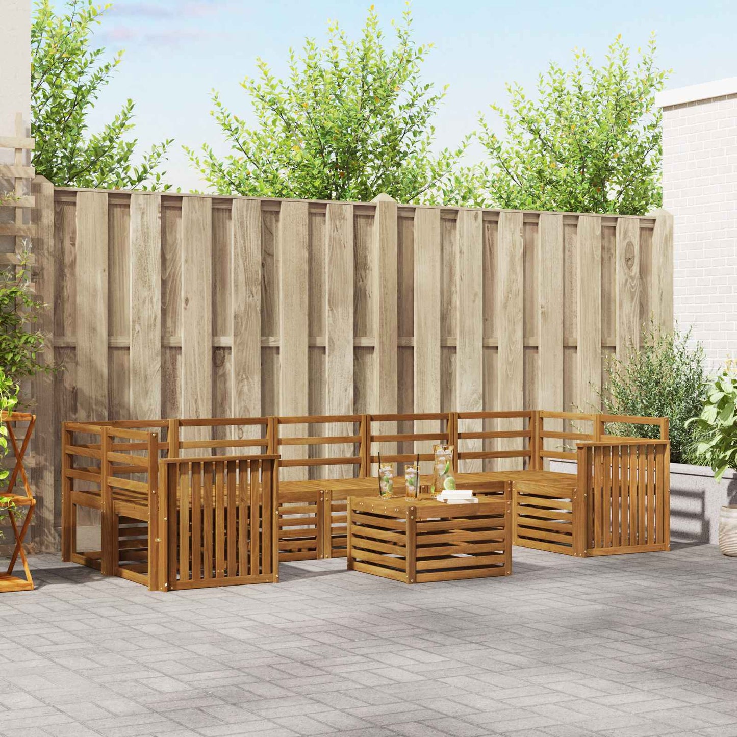 Outdoor Sofa Set 8 pcs Natural Solid Acacia Wood