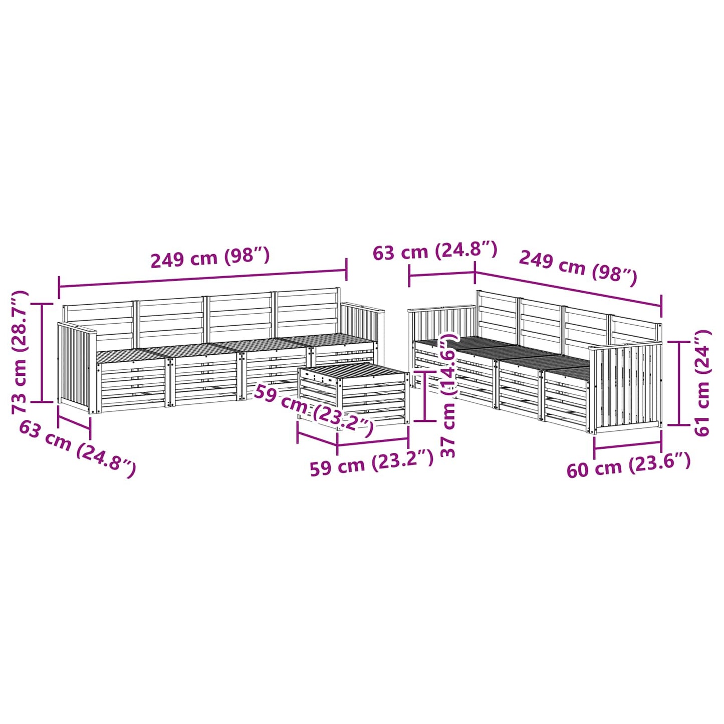 Outdoor Sofa Set 9 pcs Natural