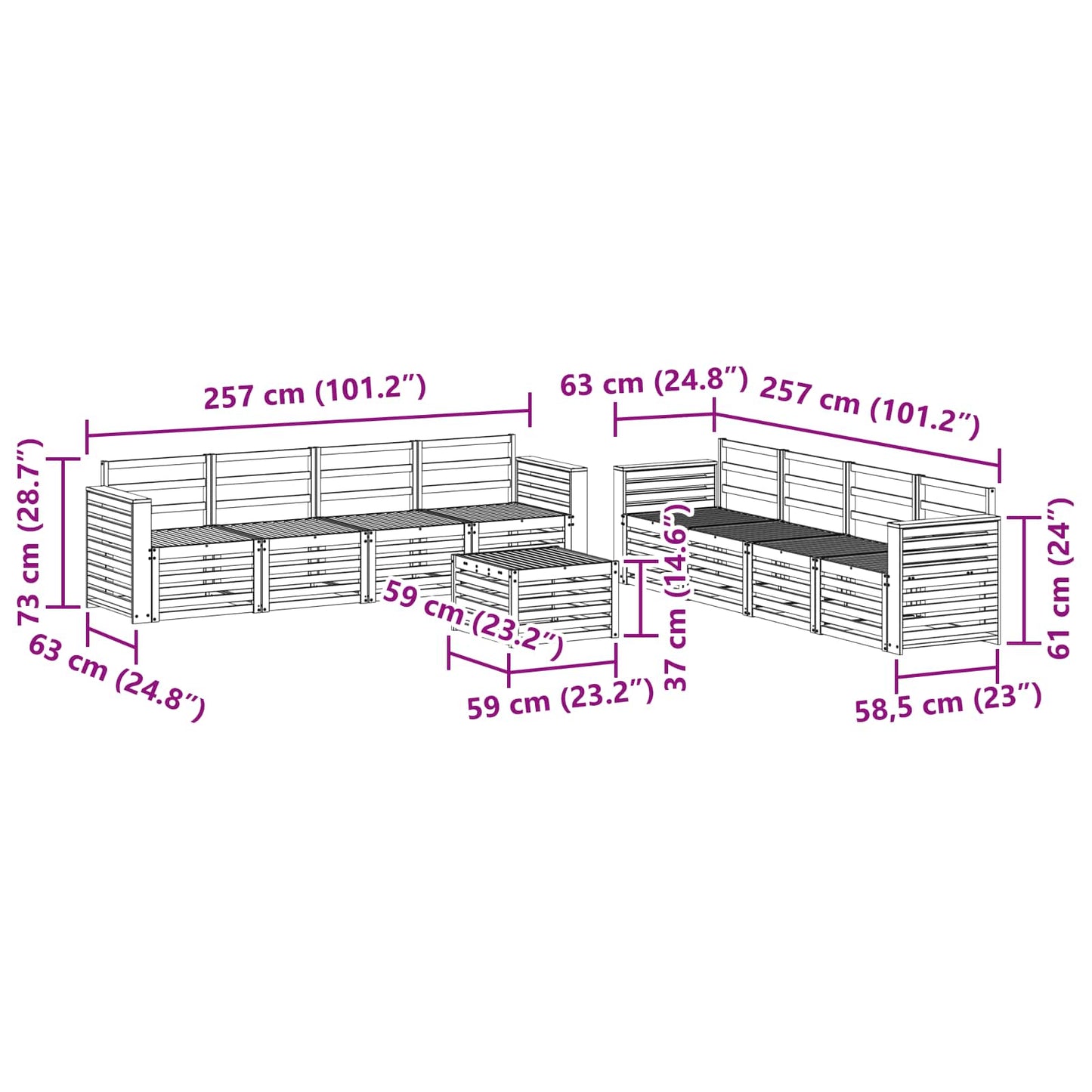 Outdoor Sofa Set 9 pcs Natural