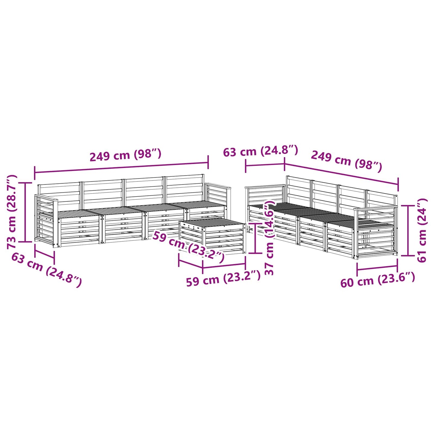 Outdoor Sofa Set 9 pcs Natural