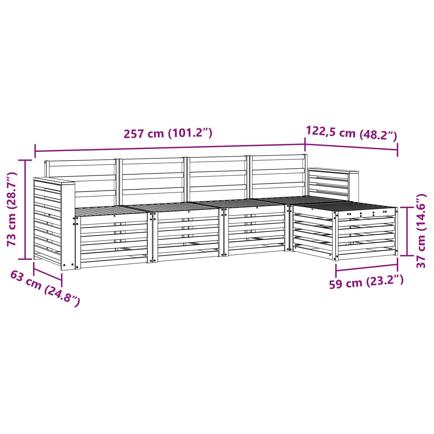 Outdoor Sofa Set 5 pcs Natural
