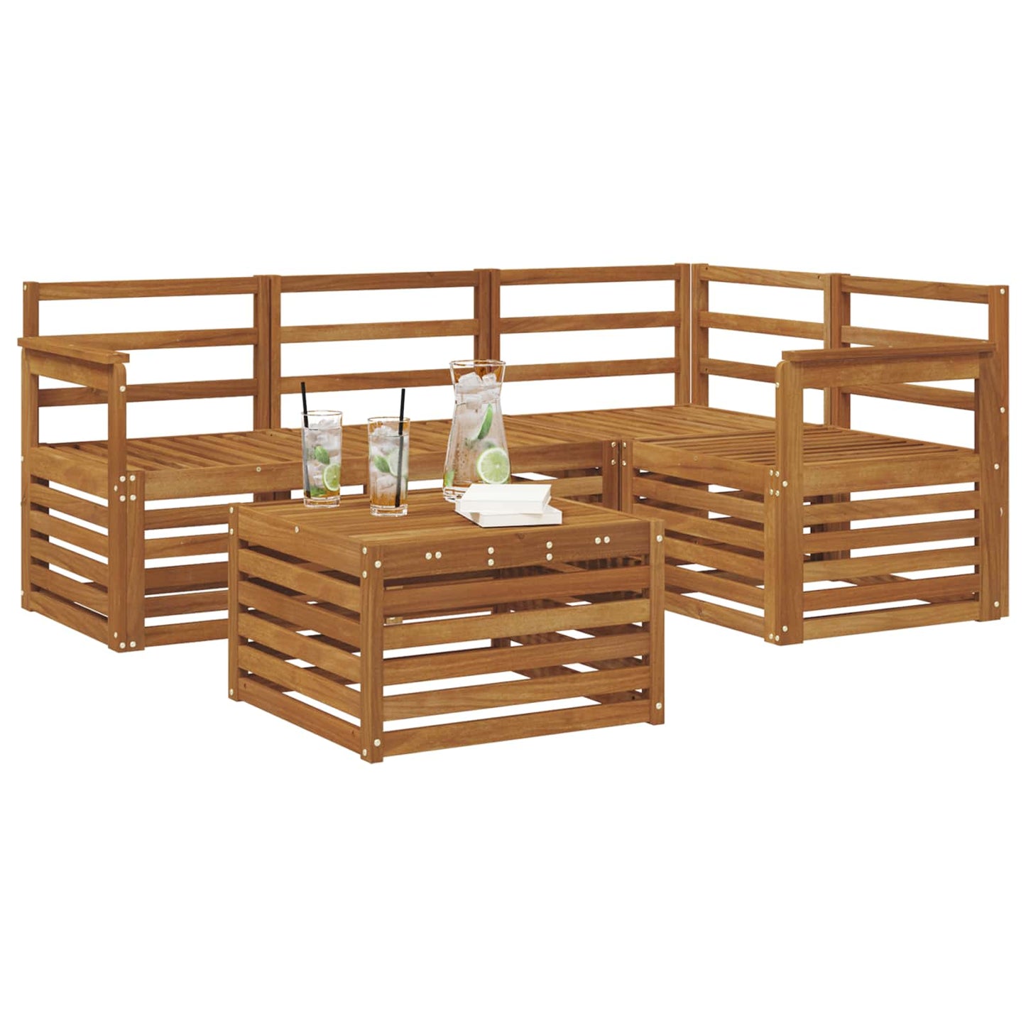 Outdoor Sofa Set 5 pcs Natural Polyester