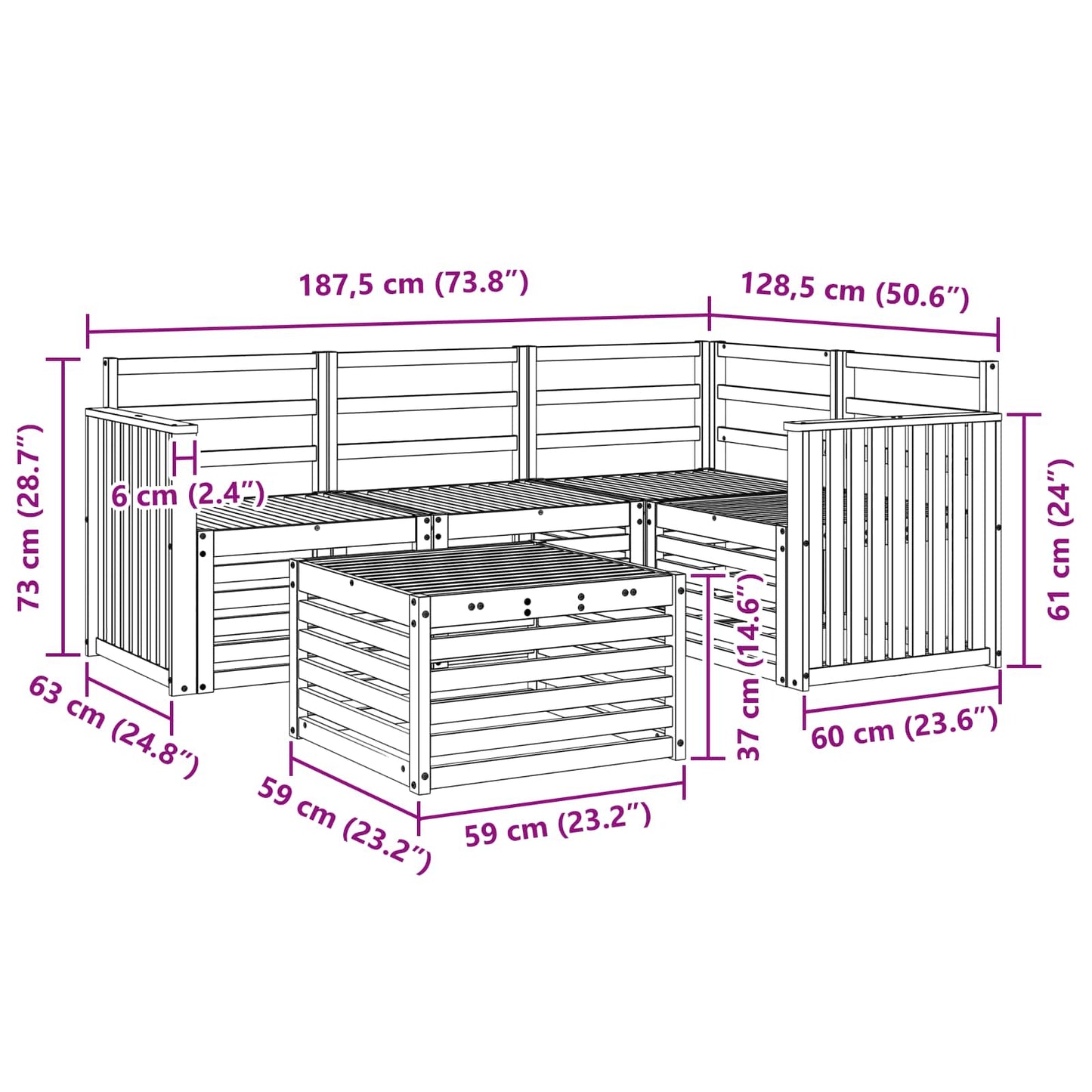 Outdoor Sofa Set 5 pcs Natural Polyester