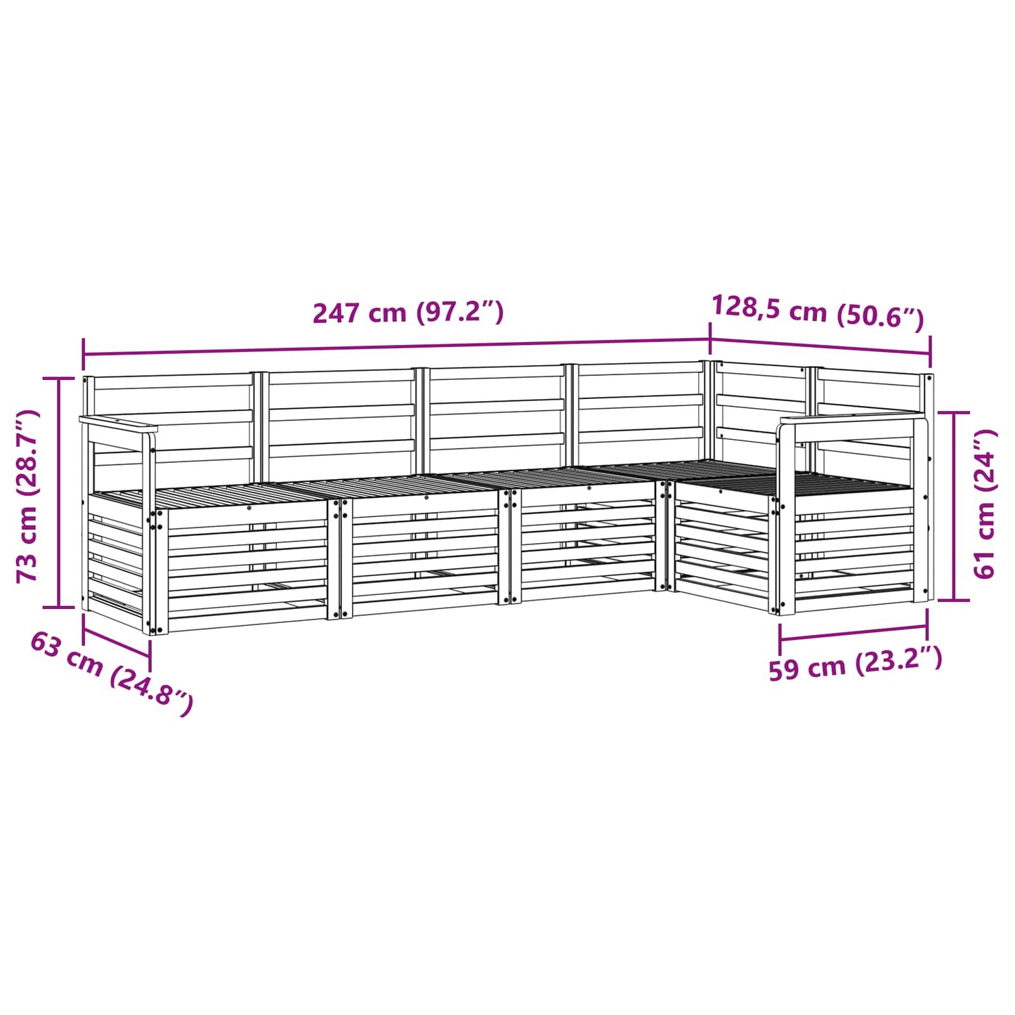 Outdoor Sofa Set 5 pcs Natural Polyester