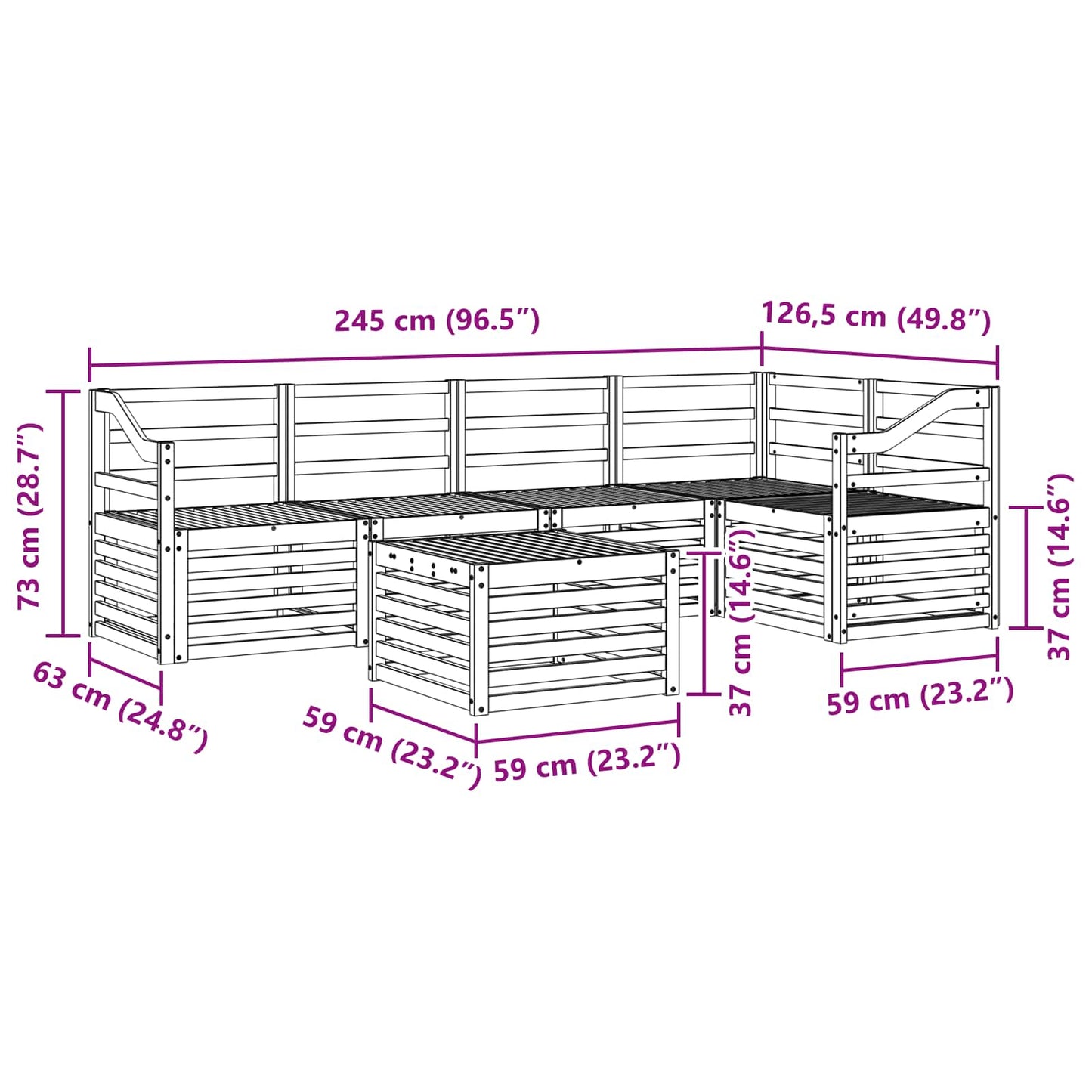 Outdoor Sofa Set 6 pcs Natural Polyester