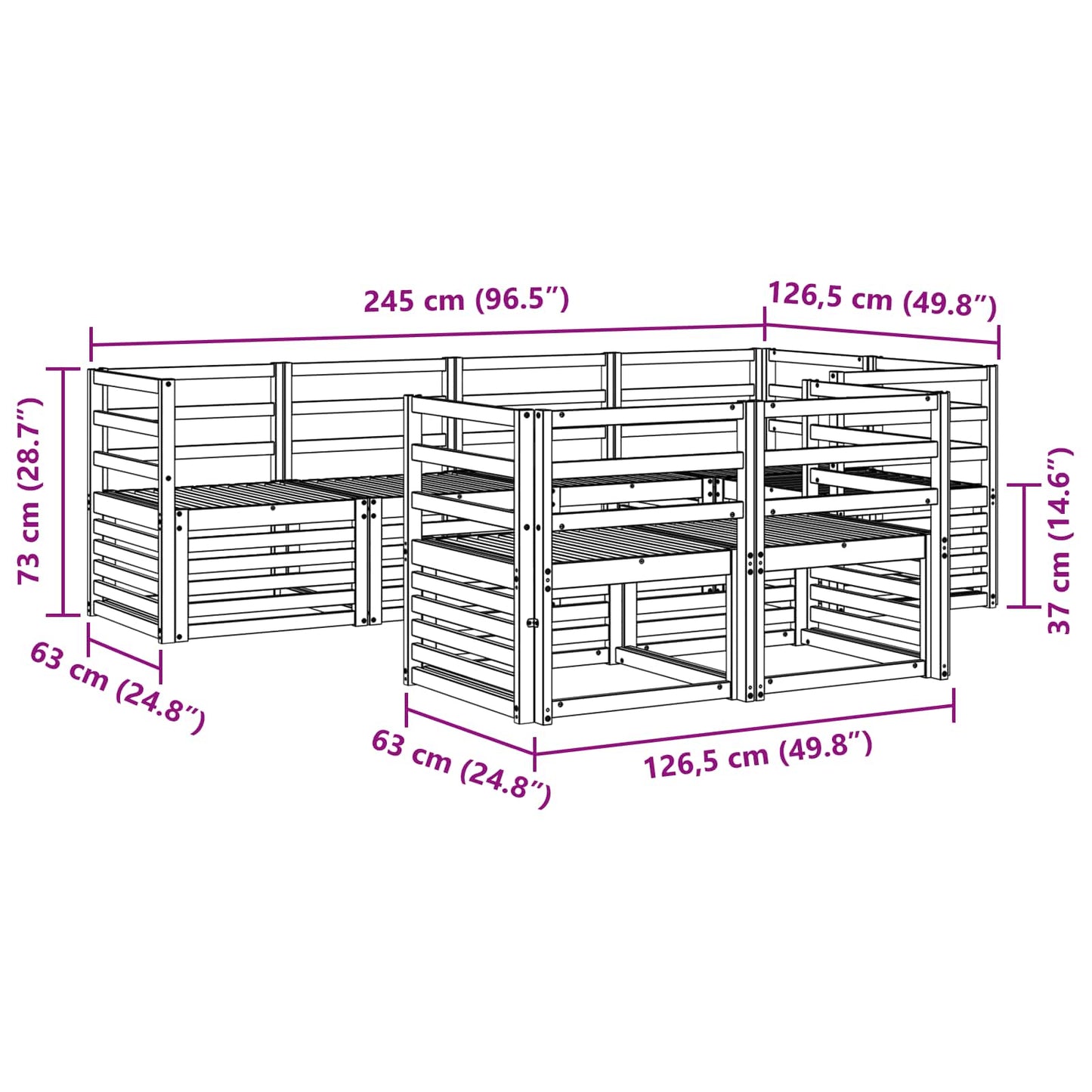 Outdoor Sofa Set 7 pcs Natural Polyester