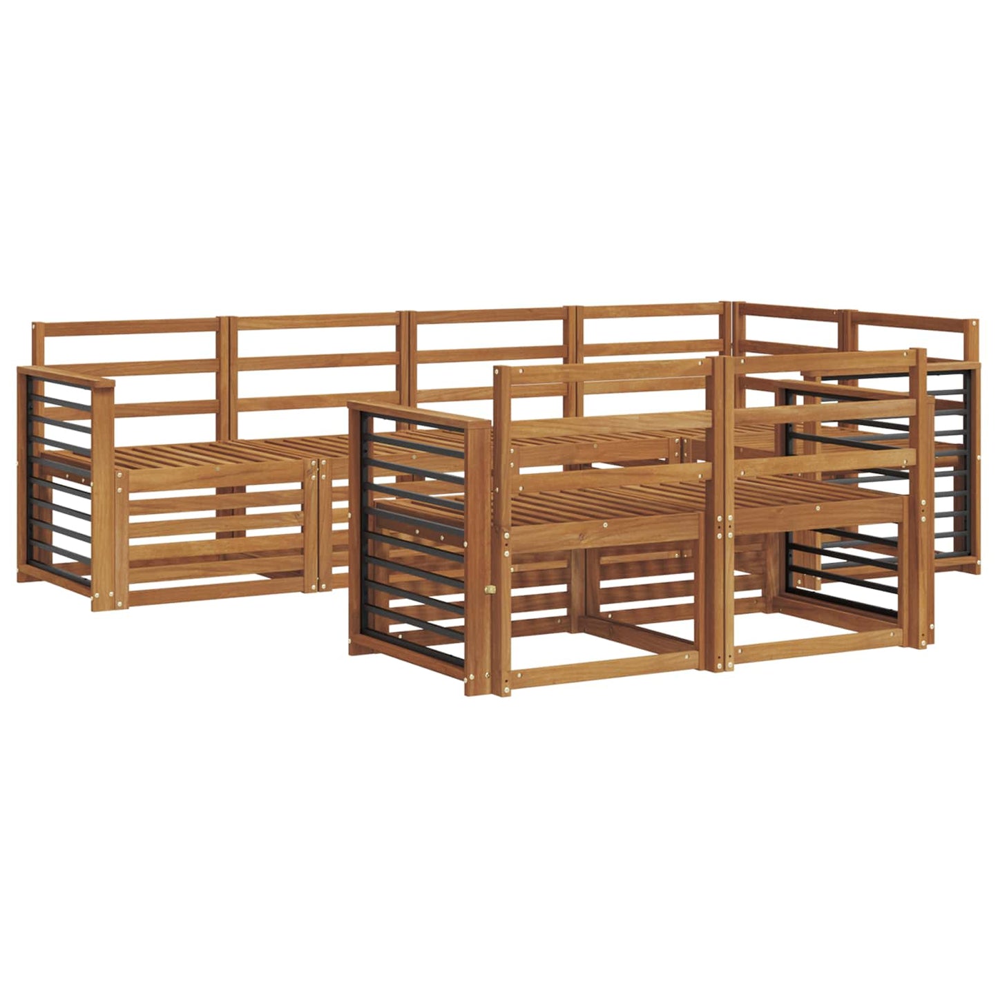 Outdoor Sofa Set 7 pcs Natural Polyester