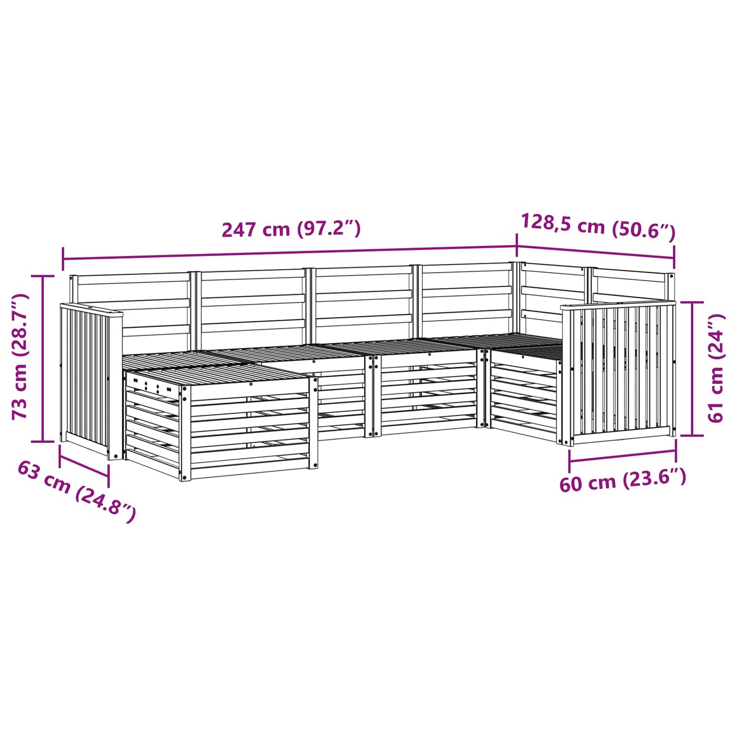 Outdoor Sofa Set 6 pcs Natural Polyester