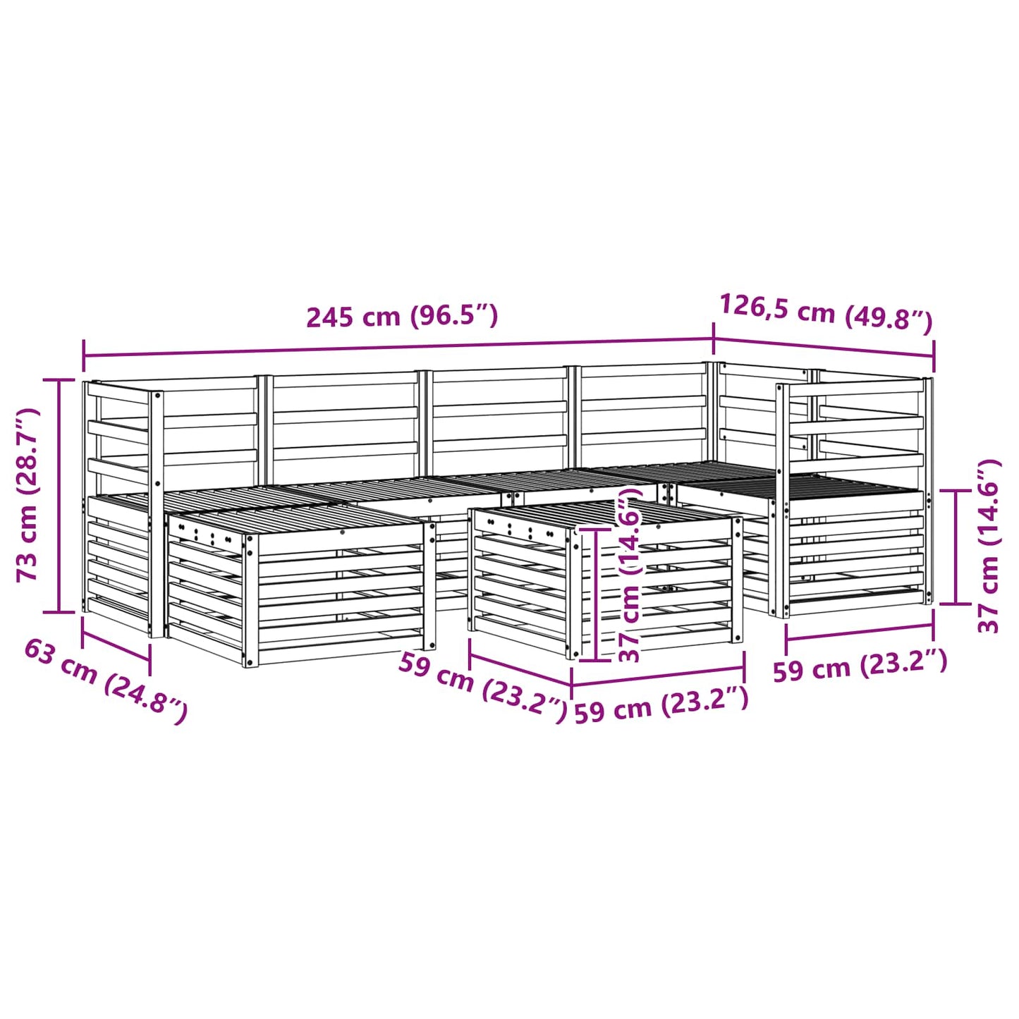 Outdoor Sofa Set 7 pcs Natural Polyester