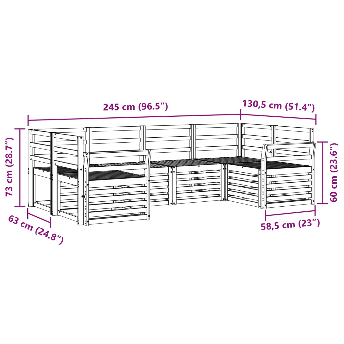 Outdoor Sofa Set 6 pcs Natural