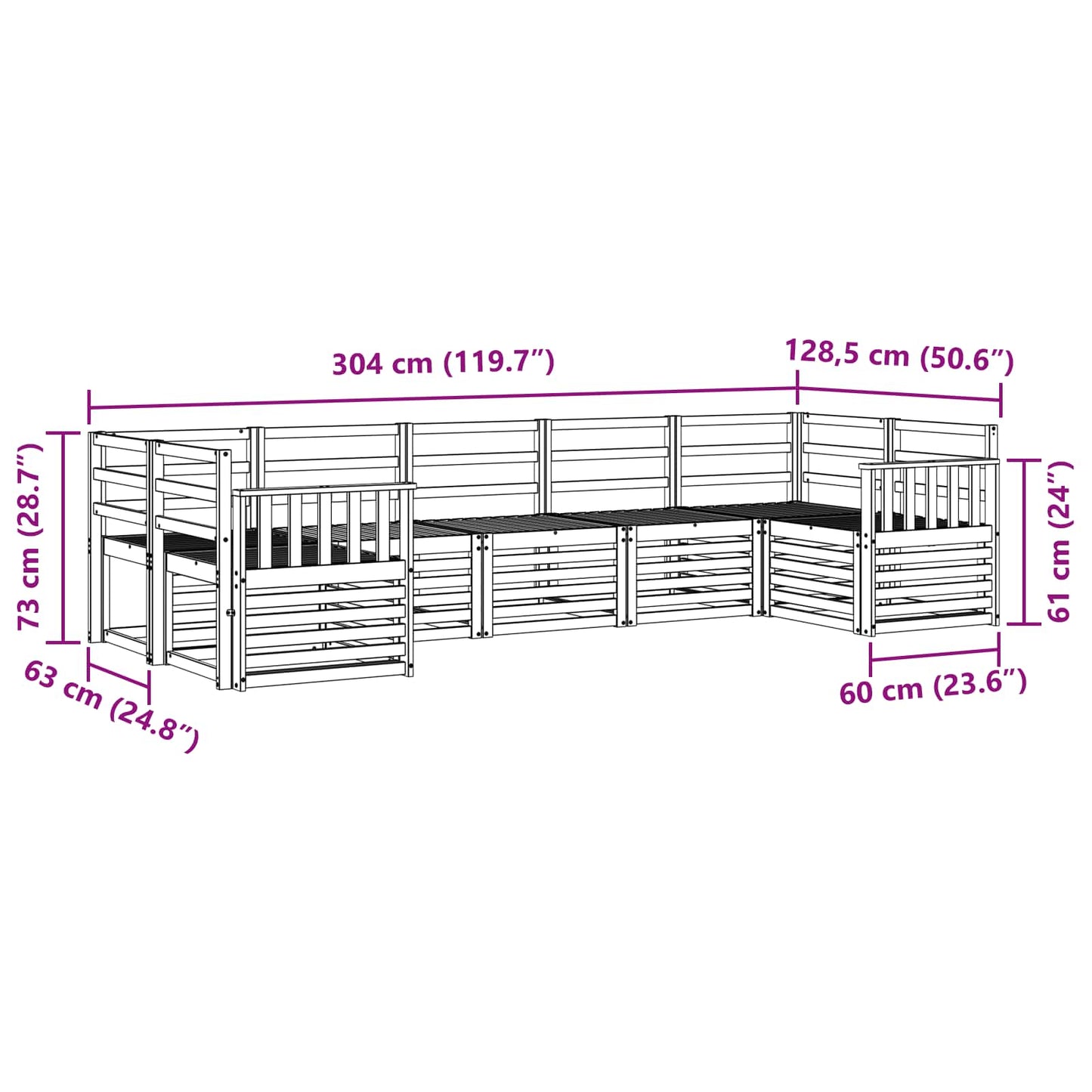 Outdoor Sofa Set 7 pcs Natural