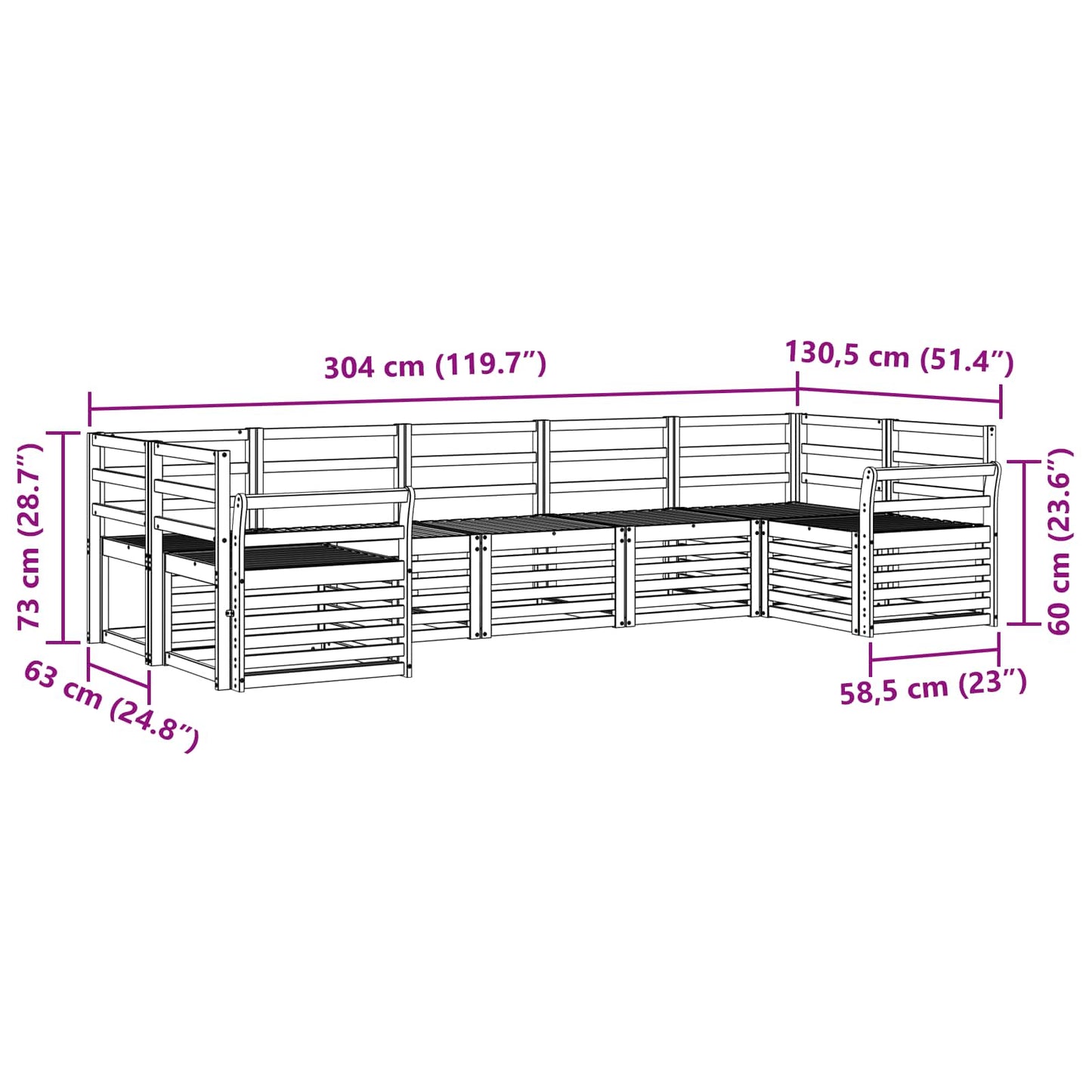 Outdoor Sofa Set 7 pcs Natural
