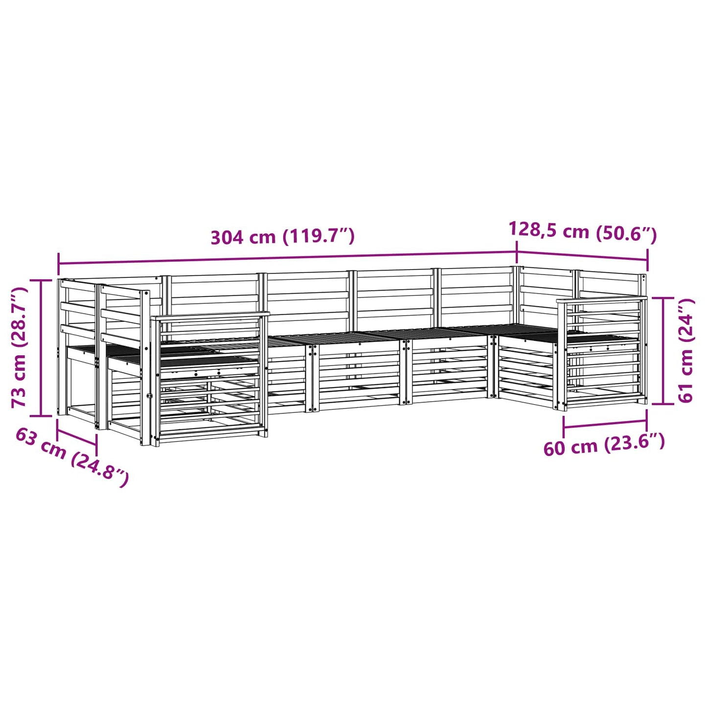 Outdoor Sofa Set 7 pcs Natural
