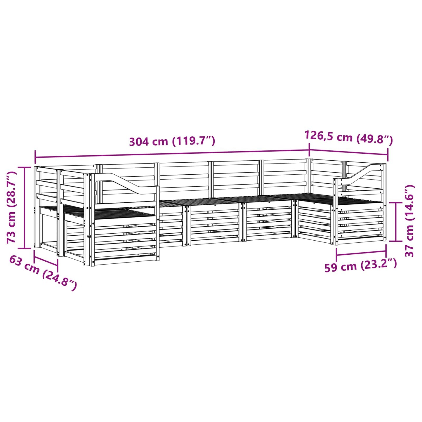 Outdoor Sofa Set 7 pcs Natural