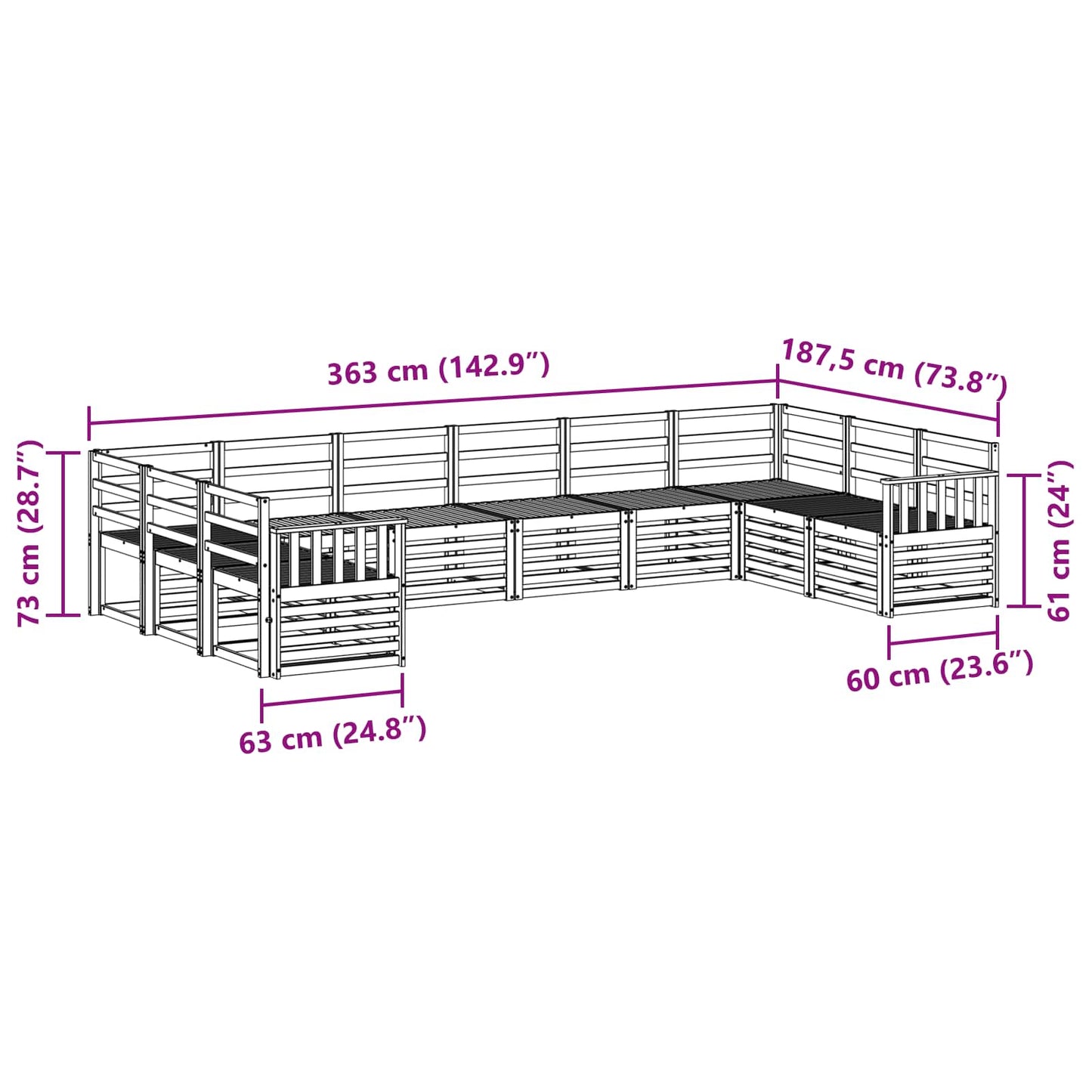 Outdoor Sofa Set 10 pcs Natural