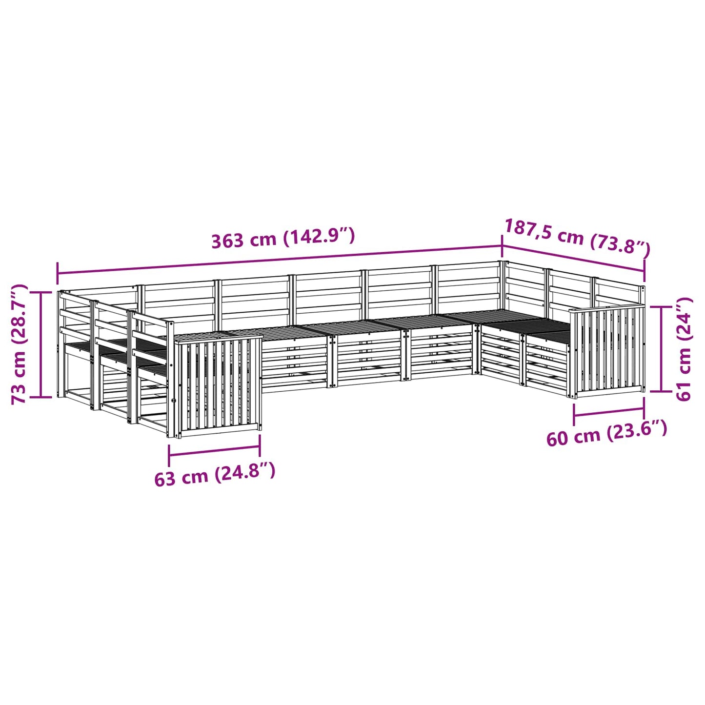 Outdoor Sofa Set 10 pcs Natural