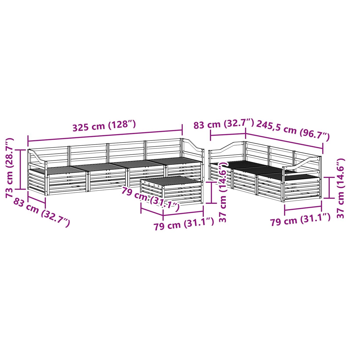 Outdoor Sofa Set 8 pcs Natural Solid Acacia Wood