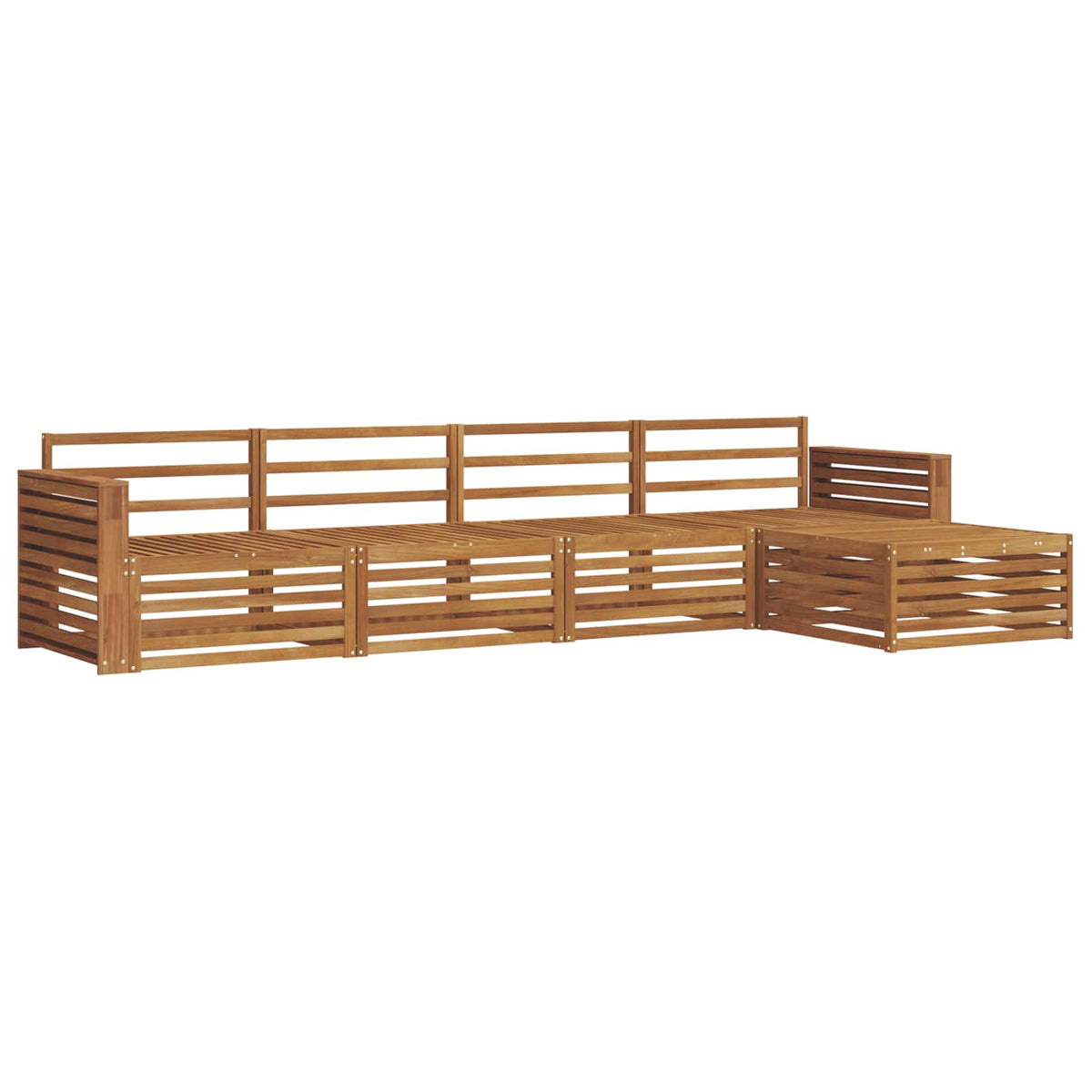Outdoor Sofa Set 5 pcs 4-Seaters Natural Solid Acacia Wood
