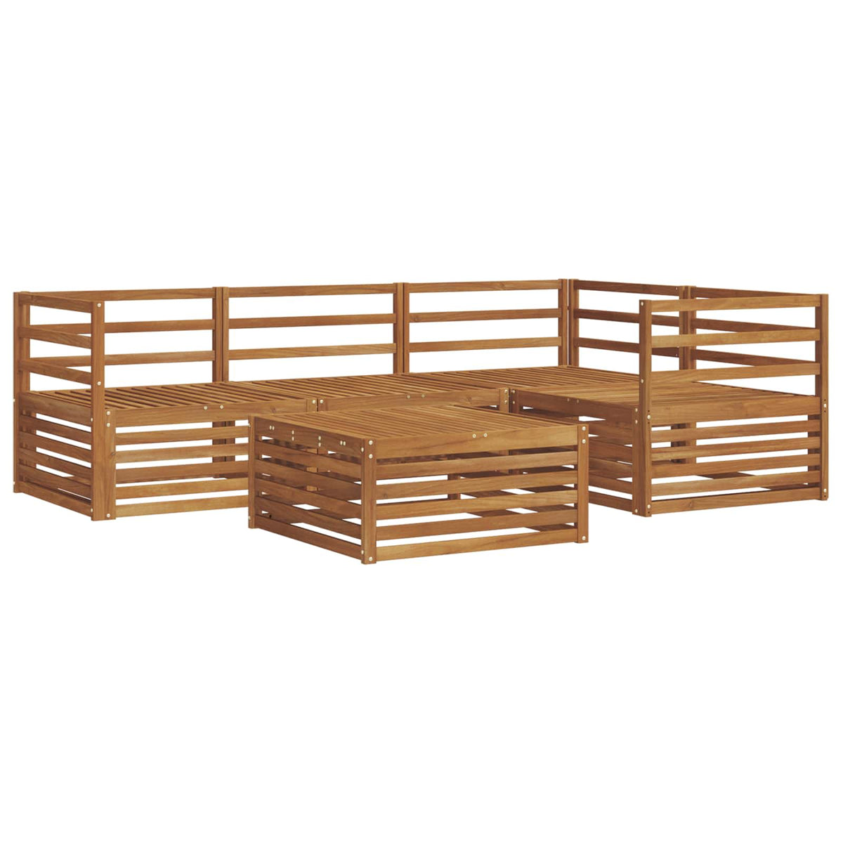 Outdoor Sofa Set 5 pcs 4-Seaters Natural Solid Acacia Wood