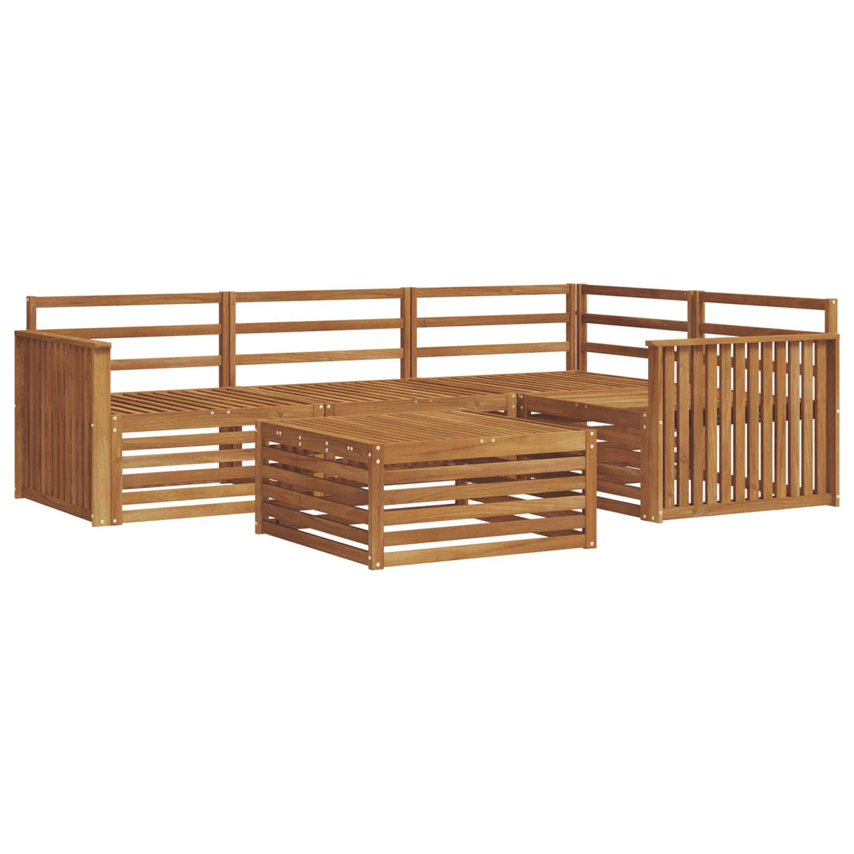 Outdoor Sofa Set 5 pcs 4-Seaters Natural Solid Acacia Wood