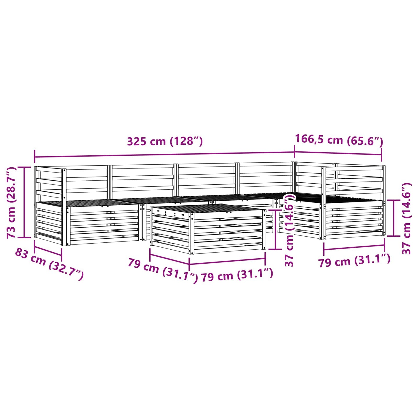 Outdoor Sofa Set 6 pcs Natural