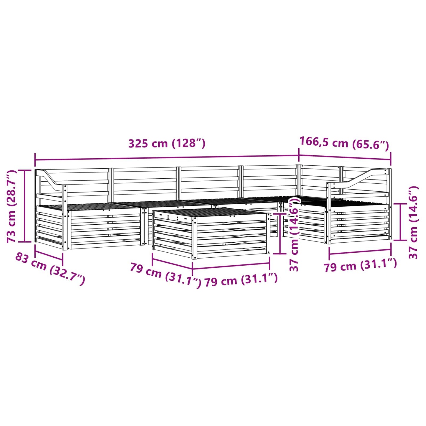 Outdoor Sofa Set 6 pcs Natural