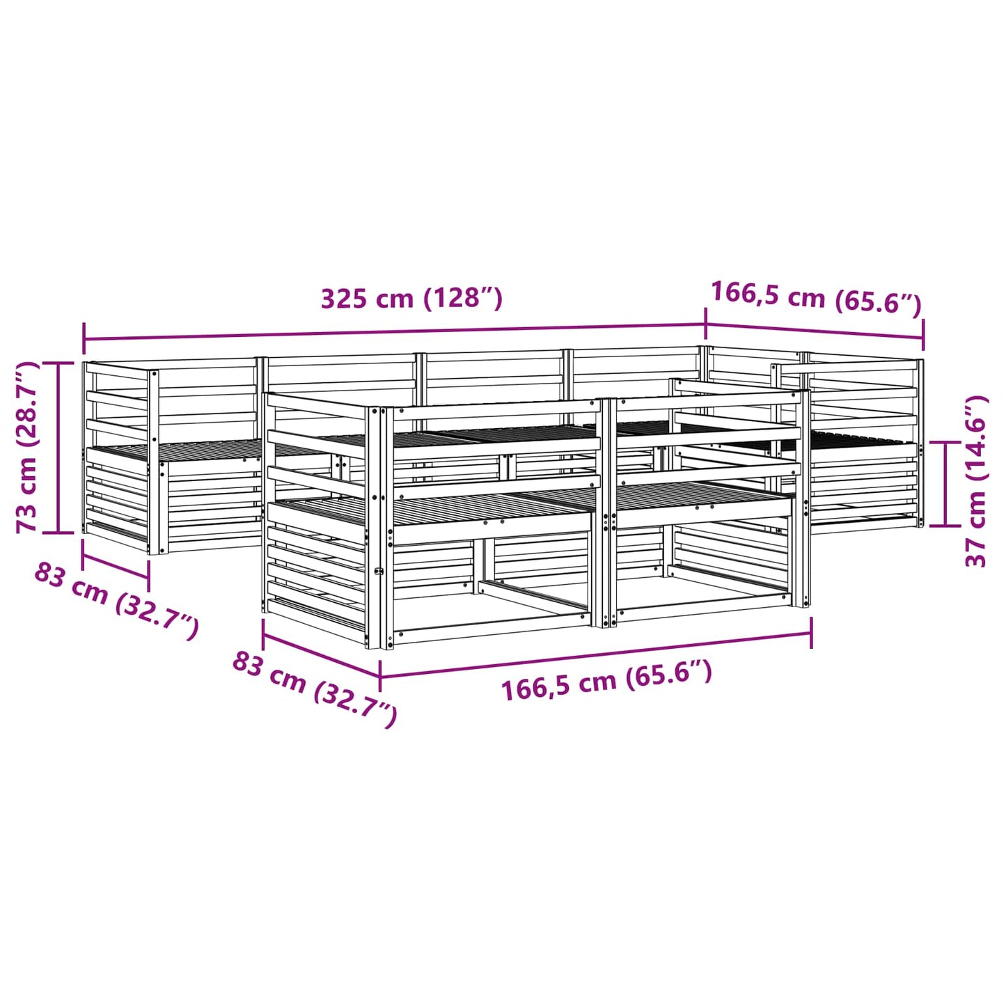 Outdoor Sofa Set 7 pcs Natural Solid Acacia Wood