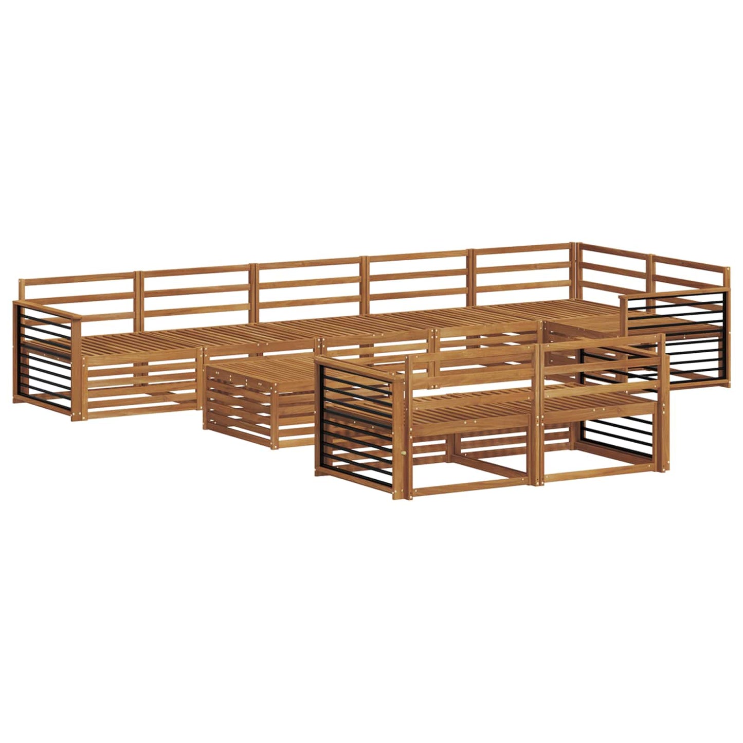Outdoor Sofa Set 9 pcs Natural Solid Acacia Wood