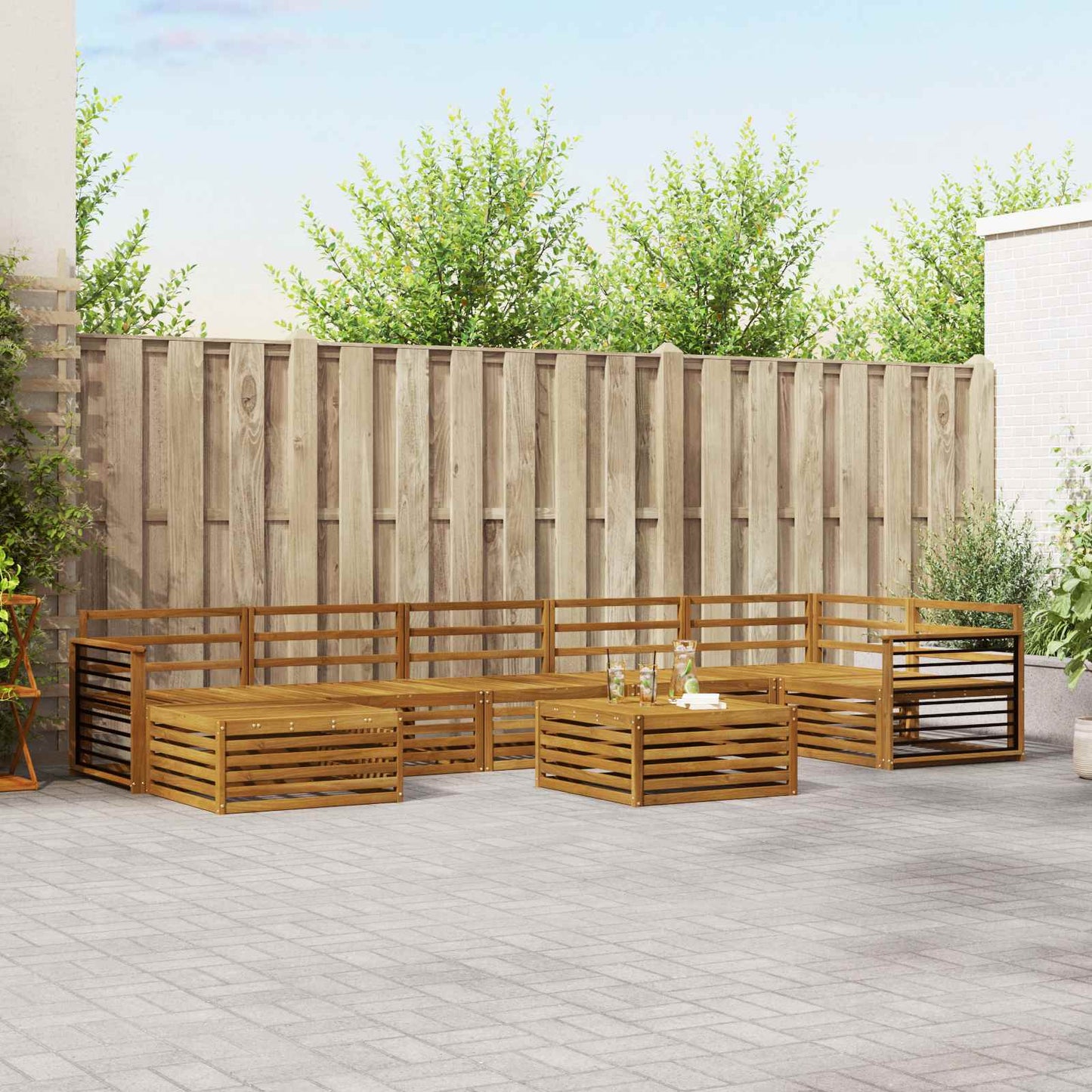 Outdoor Sofa Set 8 pcs Natural