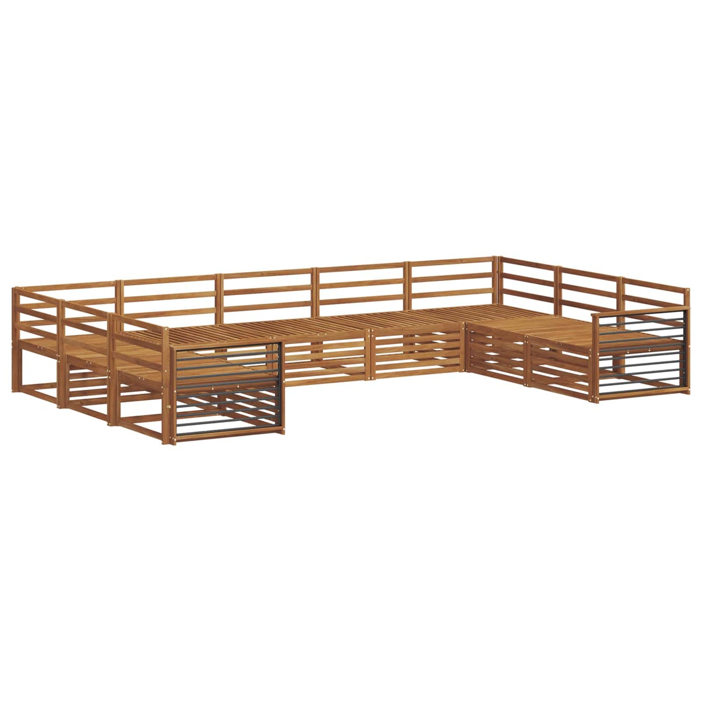 Outdoor Sofa Set 9 pcs Natural Solid Acacia Wood