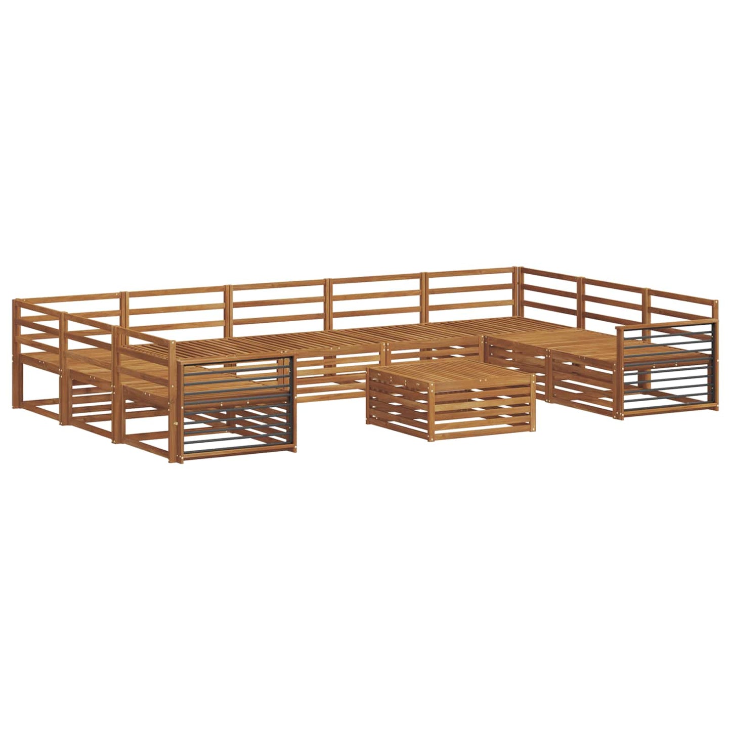 Outdoor Sofa Set 10 pcs Natural Solid Acacia Wood