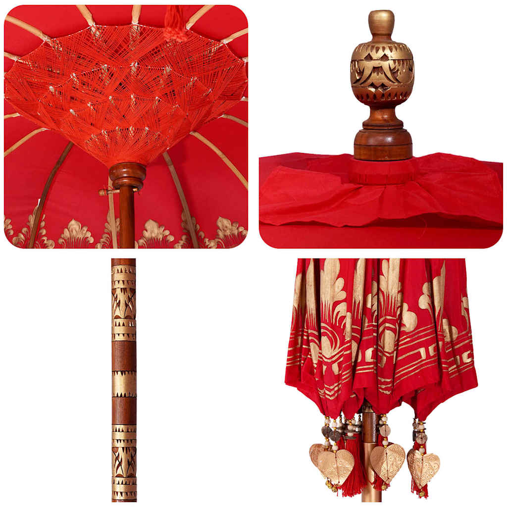 Balinese Parasol Red 180-190 cm Cotton and solid wood