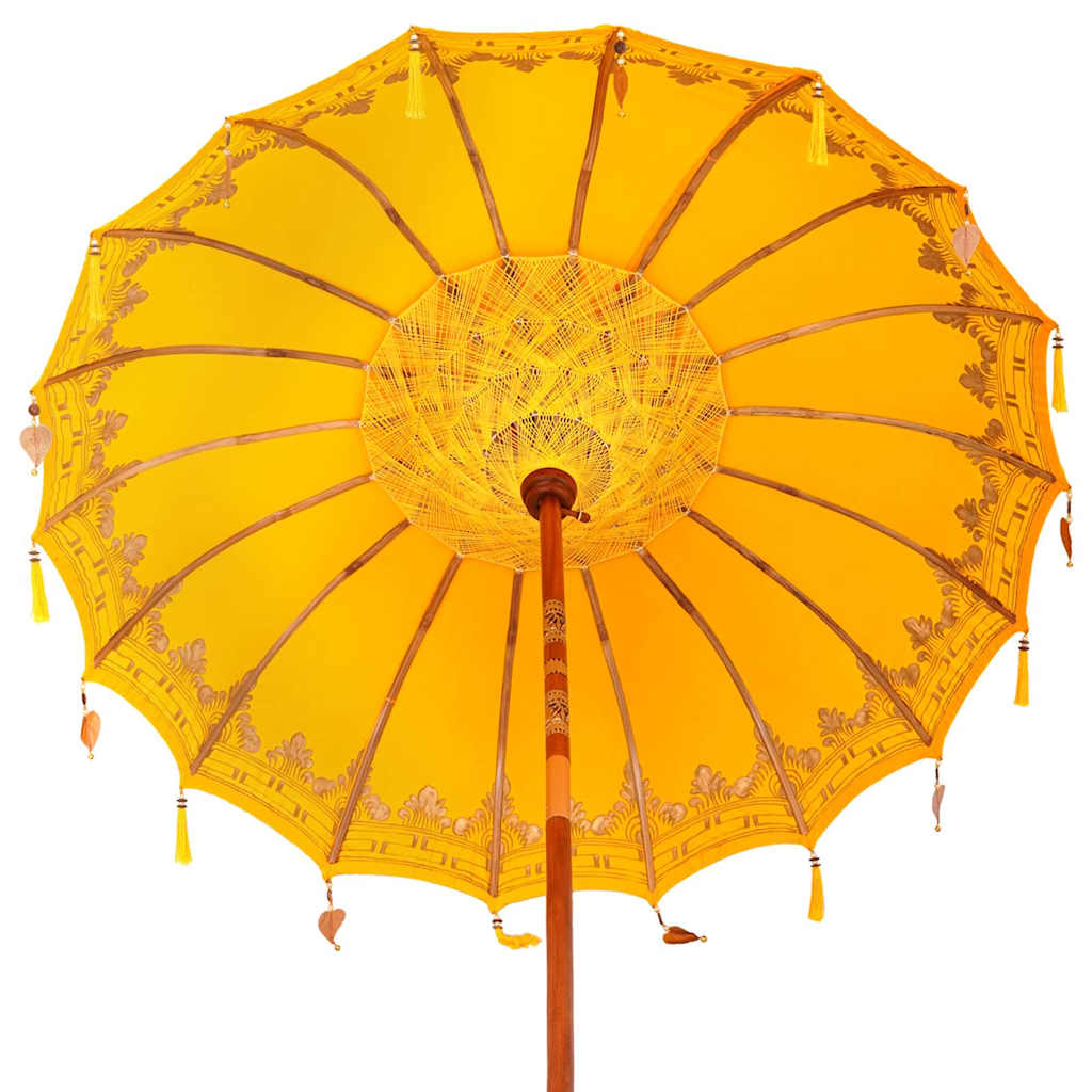 Balinese Parasol with Base Yellow 185 x 185 x 260 cm
