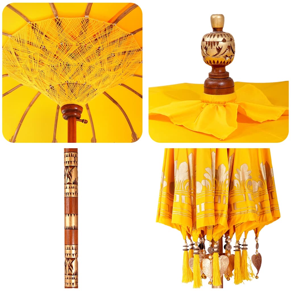 Balinese Parasol with Base Yellow 185 x 185 x 260 cm