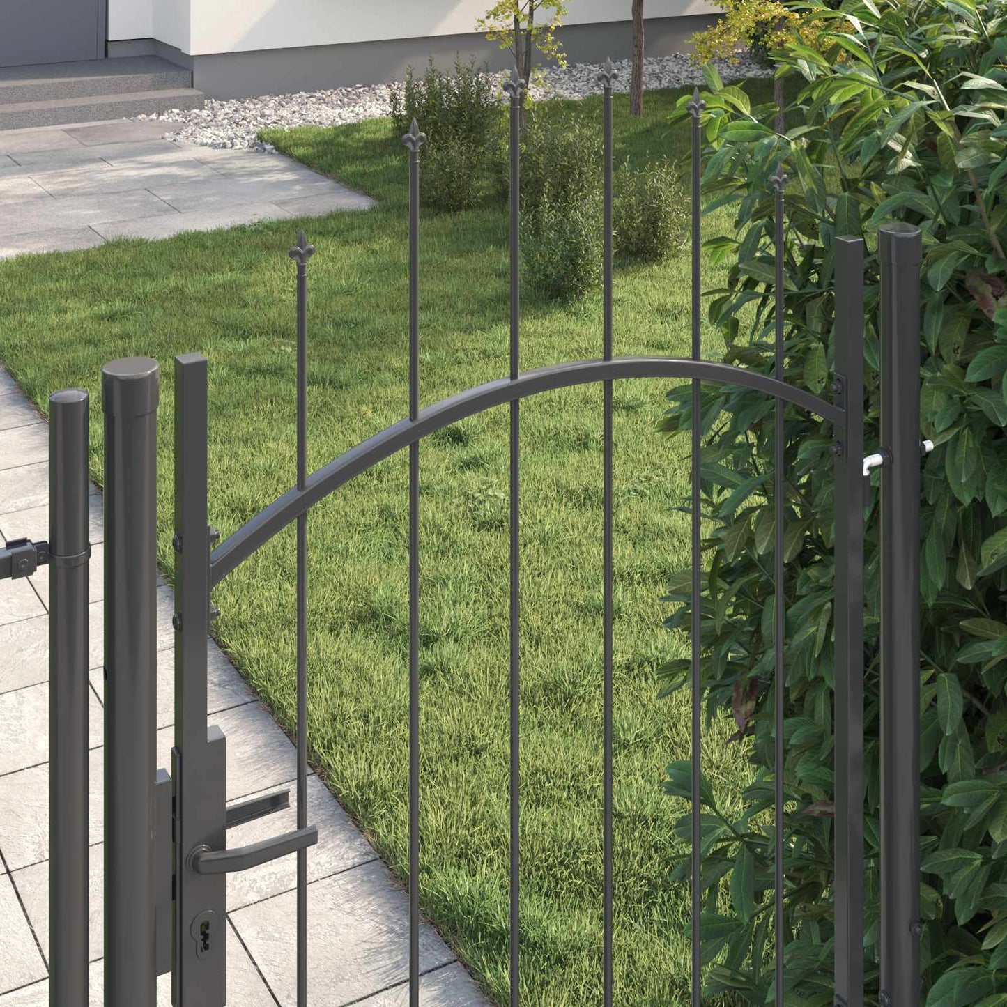 Garden Gate WOERDEN 175 x 100 cm Steel Grey Lockable