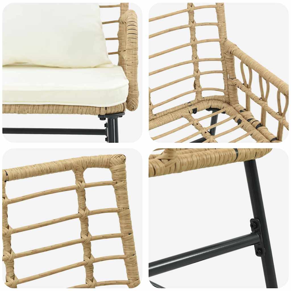 Garden Bench Brown and Cream Poly Rattan